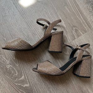 Gold art deco strappy heels